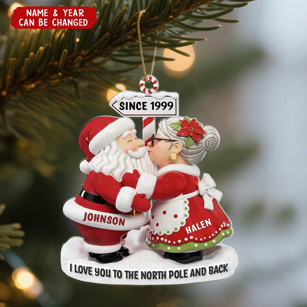 The Claus Couple Goals Personalized Santa Acrylic Ornament -Anniversary Christmas Wedding Gifts For Couples