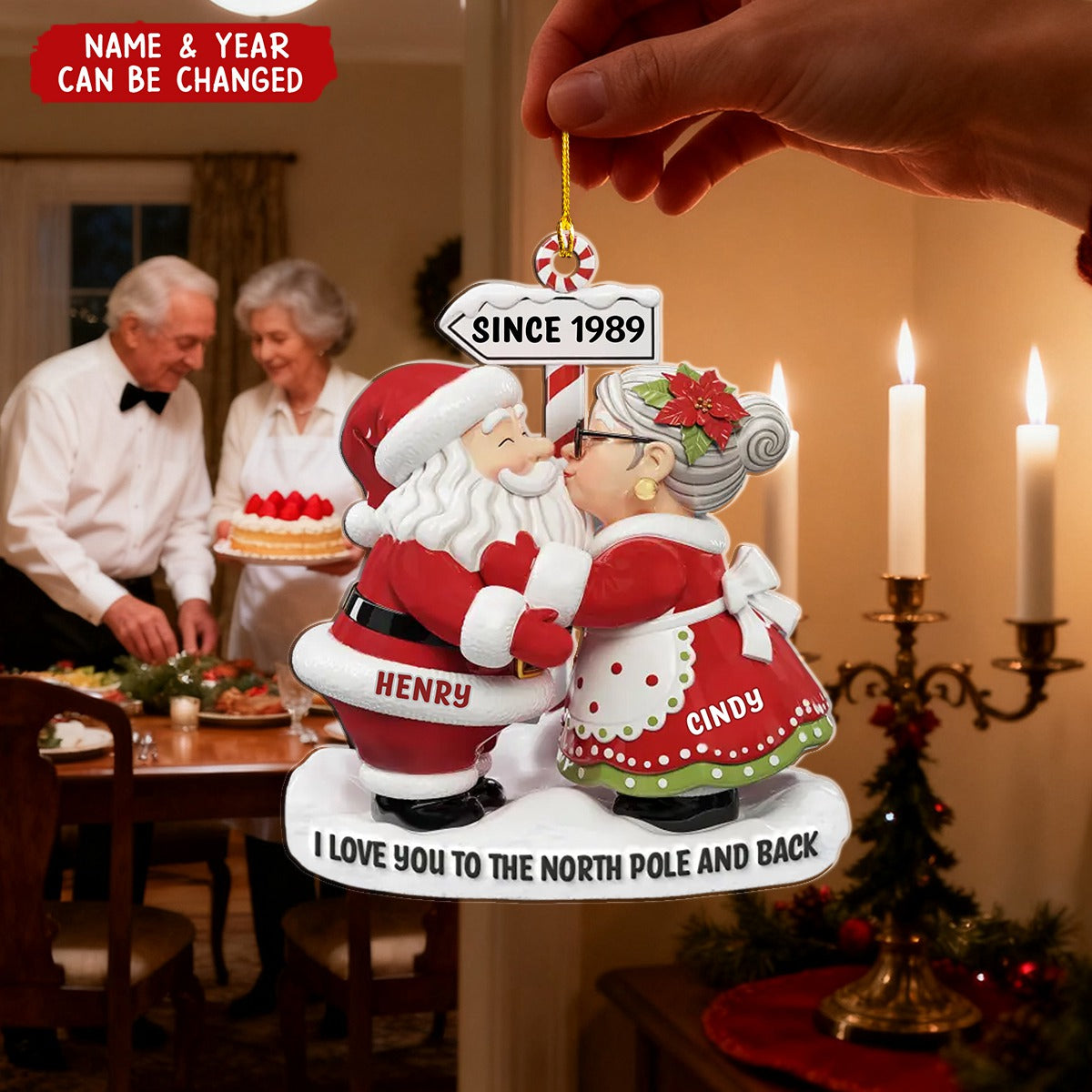 The Claus Couple Goals Personalized Santa Acrylic Ornament -Anniversary Christmas Wedding Gifts For Couples