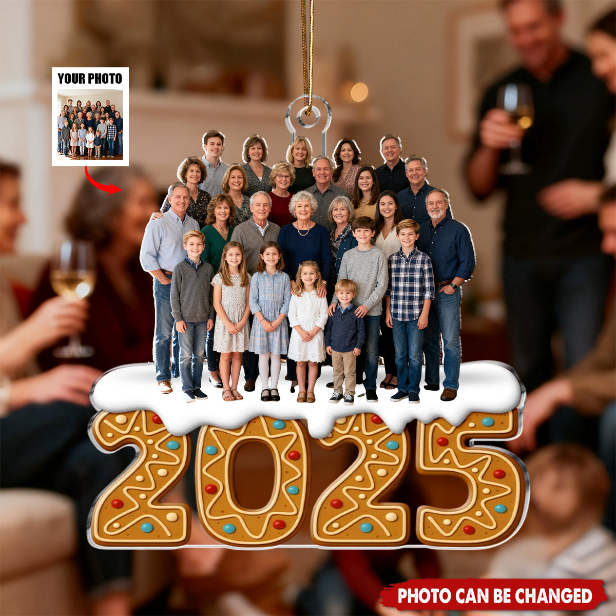 Wrapped In Love Personalized Photo Acrylic Ornament - Christmas Birthday Gifts For Mom, Dad, Brother, Sister, Kids