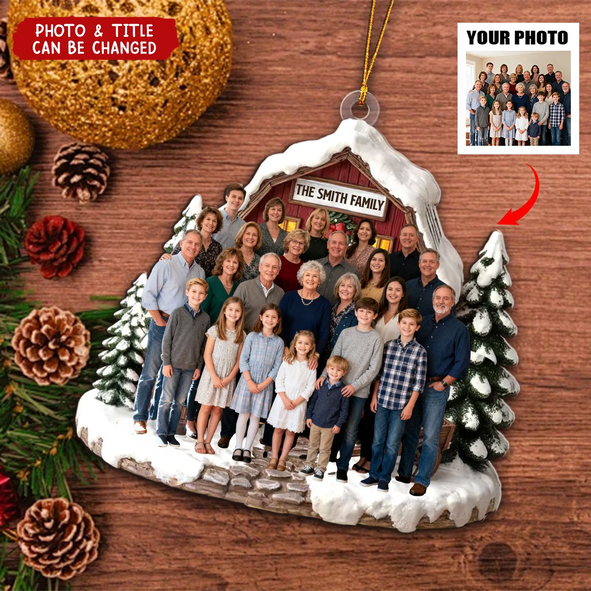 Love Warms Every Christmas Night - Personalized Photo Acrylic Ornament - Christmas Birthday Gifts For Family