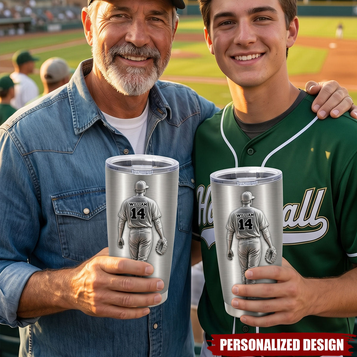 Hit A Home Run - Custom Name And Number Tumbler, Personalized Gift For Baseball Lovers