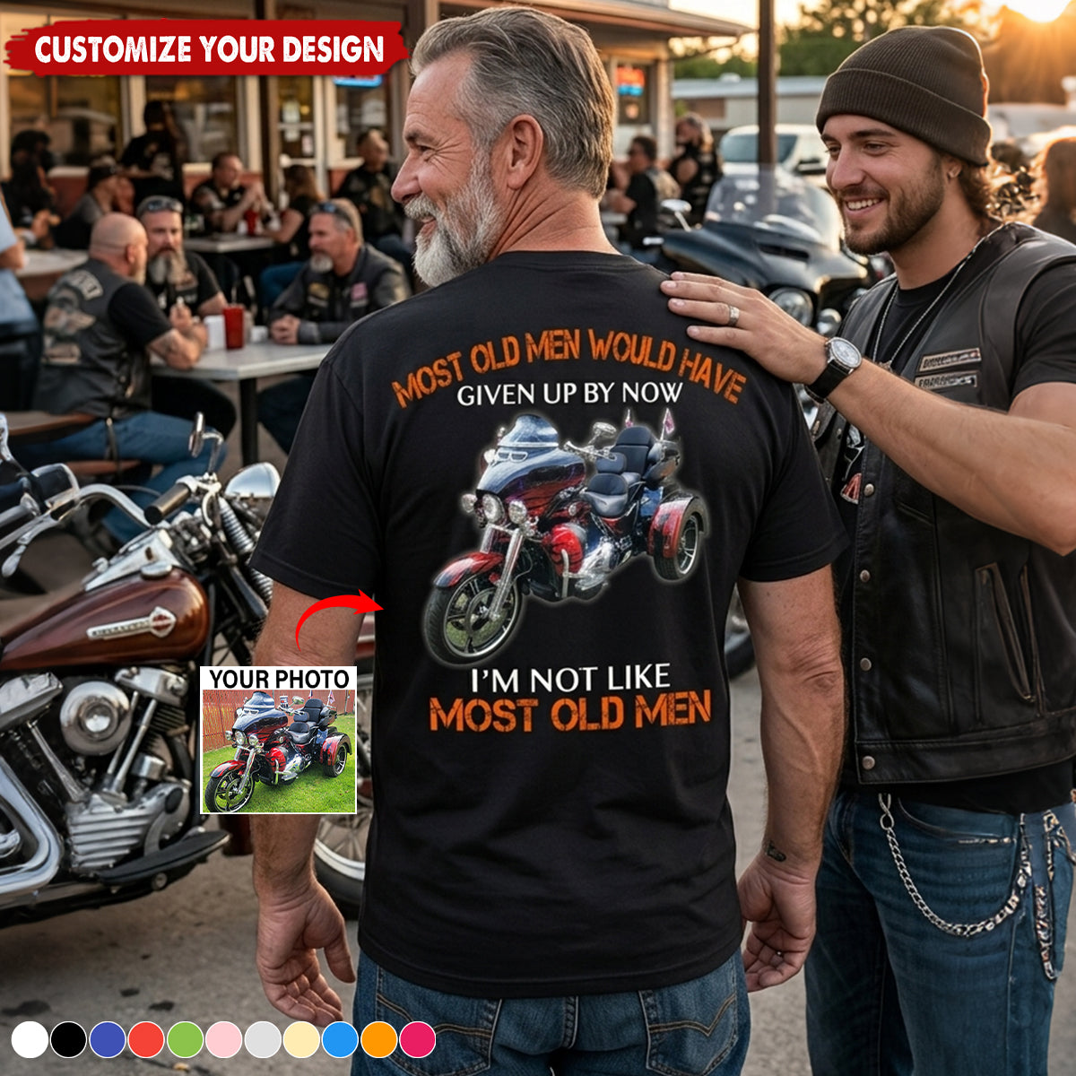 Biker Personalized Photo T-Shirt – Custom Motorcycle Shirt – Unique Gift for Bikers