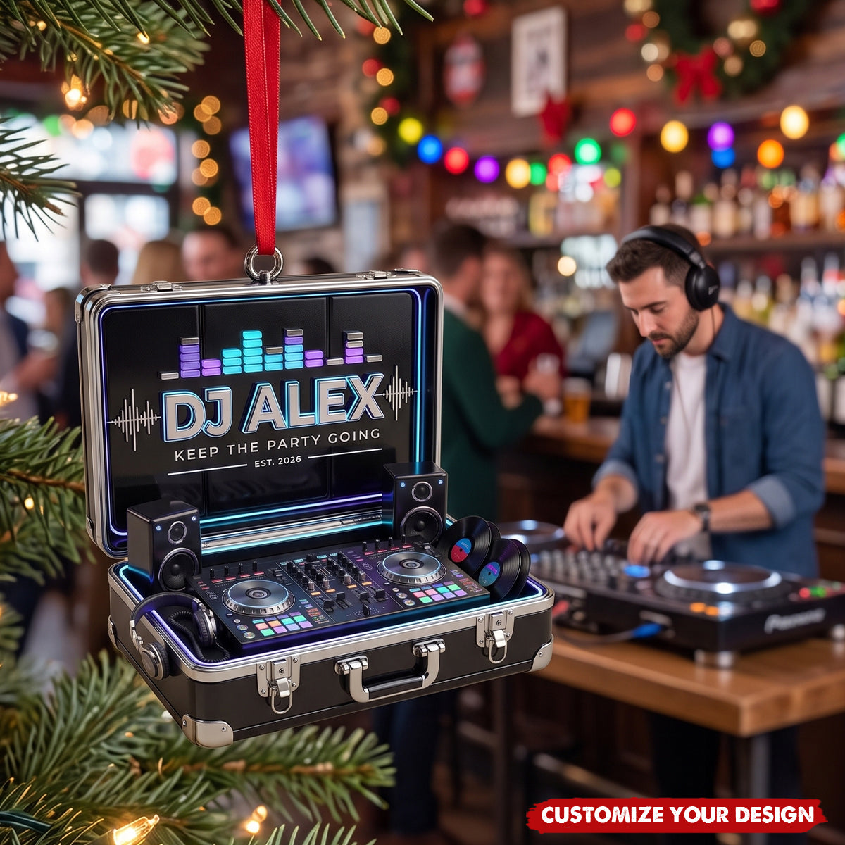 Personalized DJ Suitcase Christmas Ornament - Custom Gifts For DJ