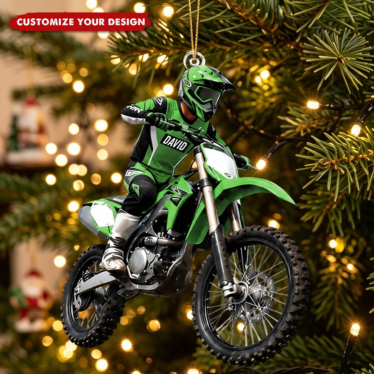 Personalized Dirt Bike Acrylic Ornament, Custom Motocross Rider Gift for Teen Boys