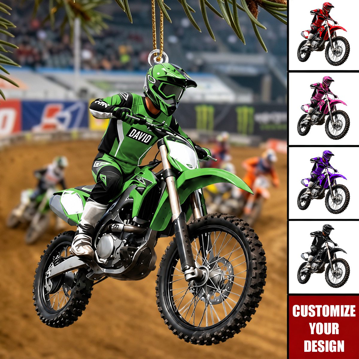 Personalized Dirt Bike Acrylic Ornament, Custom Motocross Rider Gift for Teen Boys