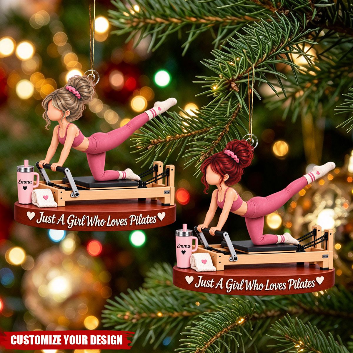 Personalized Pilates Girl Acrylic Ornament, Just A Girl Who Loves Pilates