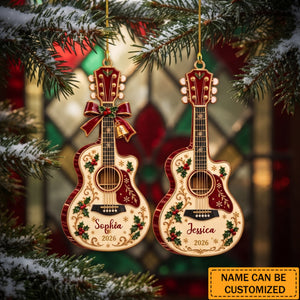Personalized Acrylic Guitar Ornament, Custom Name Christmas Keepsake