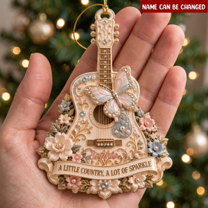 Rhinestone Butterfly Guitar Ornament – Floral Country Music Christmas Gift & Sparkling Keepsake