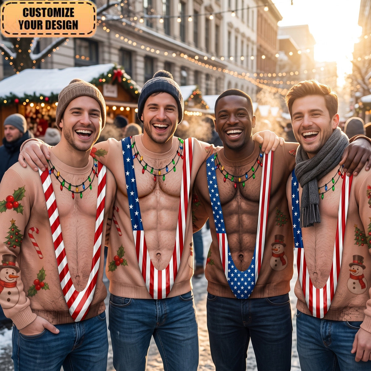 Custom Funny Patriotic Ugly Sweather - Personalized Christmas Birthday Gifts
