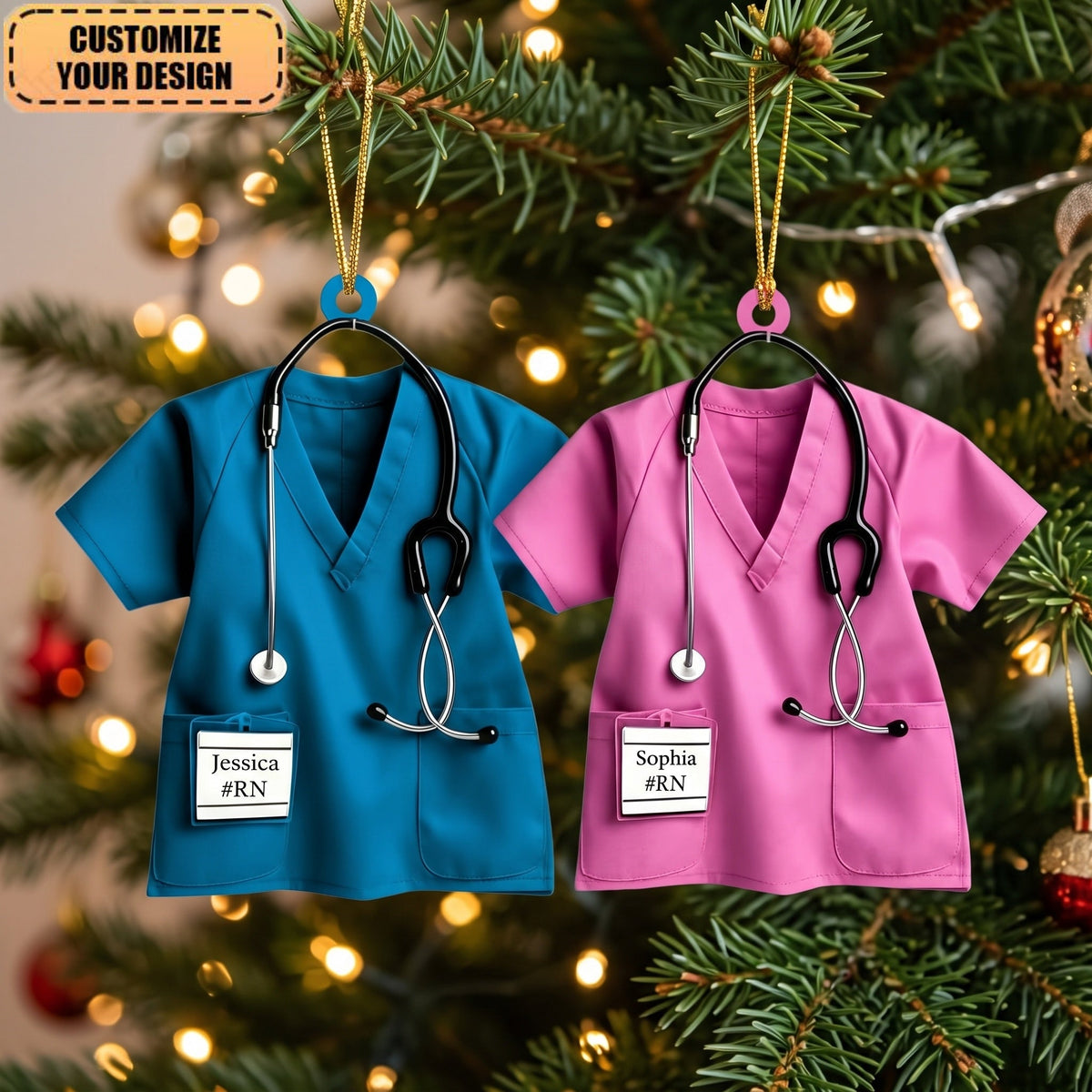 Personalized Nurse Scrub-shaped Ornament, Gift For Nurse Scrub Enthusiasts