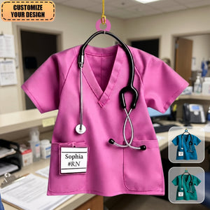 Personalized Nurse Scrub-shaped Ornament, Gift For Nurse Scrub Enthusiasts