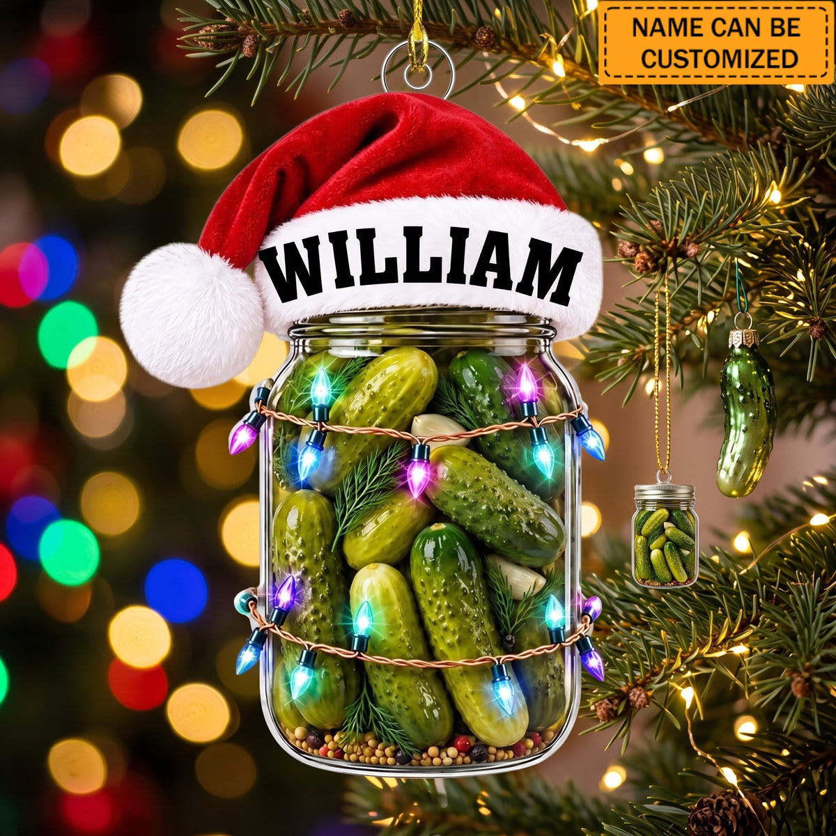 Personalized Pickle Jar Christmas Acrylic Ornament