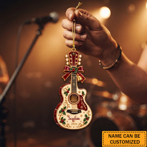 Personalized Acrylic Guitar Ornament, Custom Name Christmas Keepsake