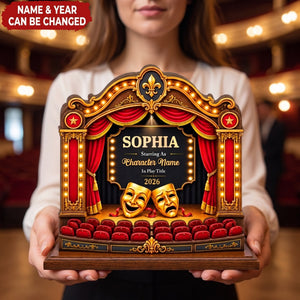 Personalized Theatre Stage Wooden Block, Custom Actor Drama Keepsake