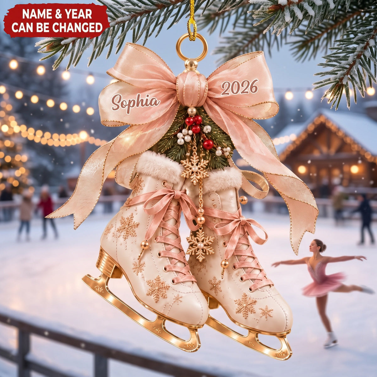 Personalized Ice Skating Christmas Ornament, Custom Acrylic Figure Skating Keespake