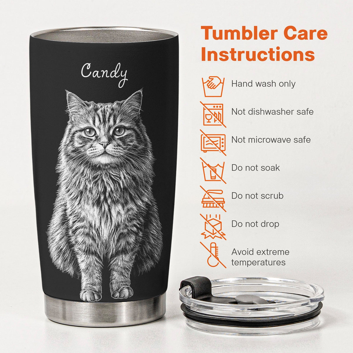 Custom Pet Portrait Sketch Art Gift For Dog Lovers, Cat Lovers - Personalized Tumbler Cup