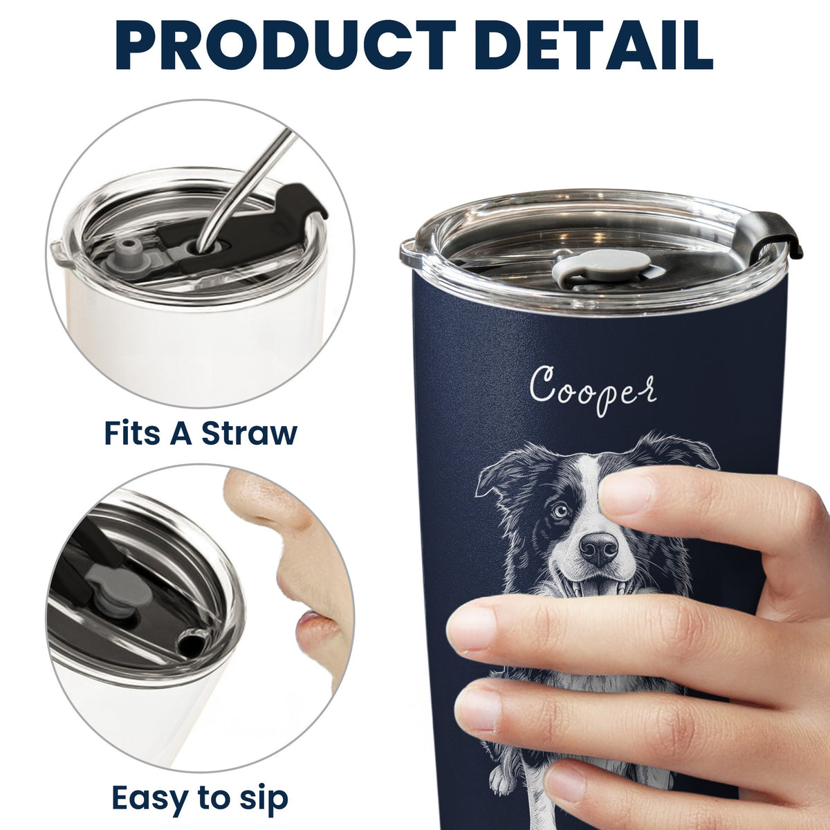 Custom Pet Portrait Sketch Art Gift For Dog Lovers, Cat Lovers - Personalized Tumbler Cup